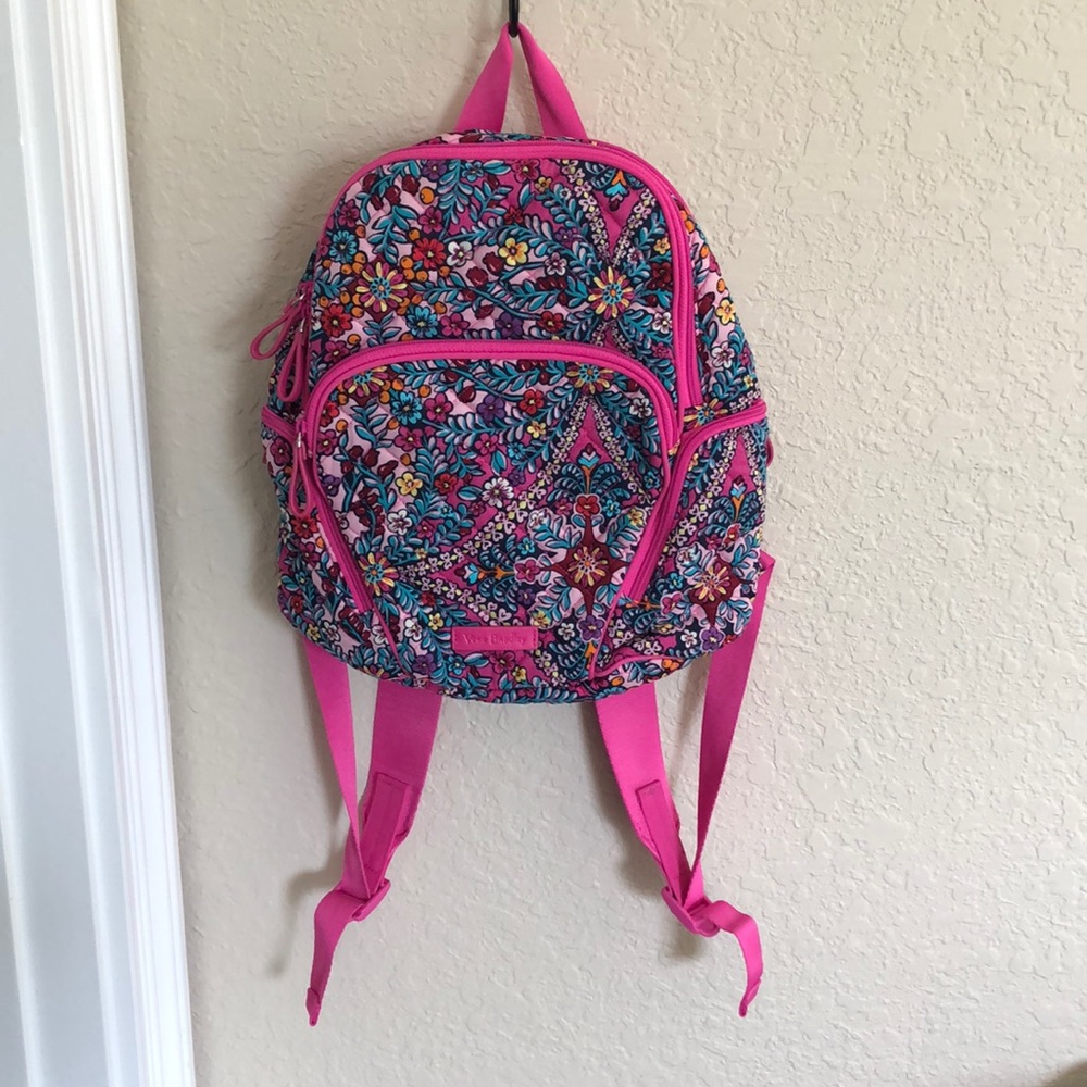 Pink Floral Vera Bradley iconic Hadley backpack